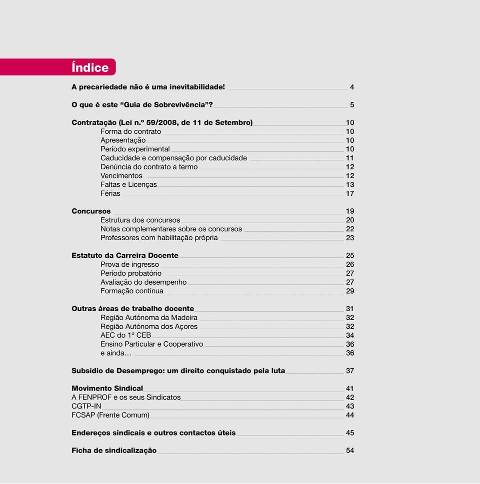 Estrutura dos concursos Notas complementares sobre os concursos Professores com habilitação própria Estatuto da Carreira Docente Prova de ingresso Período probatório Avaliação do desempenho Formação