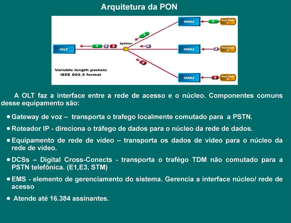 Roteador IP - direciona o tráfego de dados para o núcleo da rede de dados.