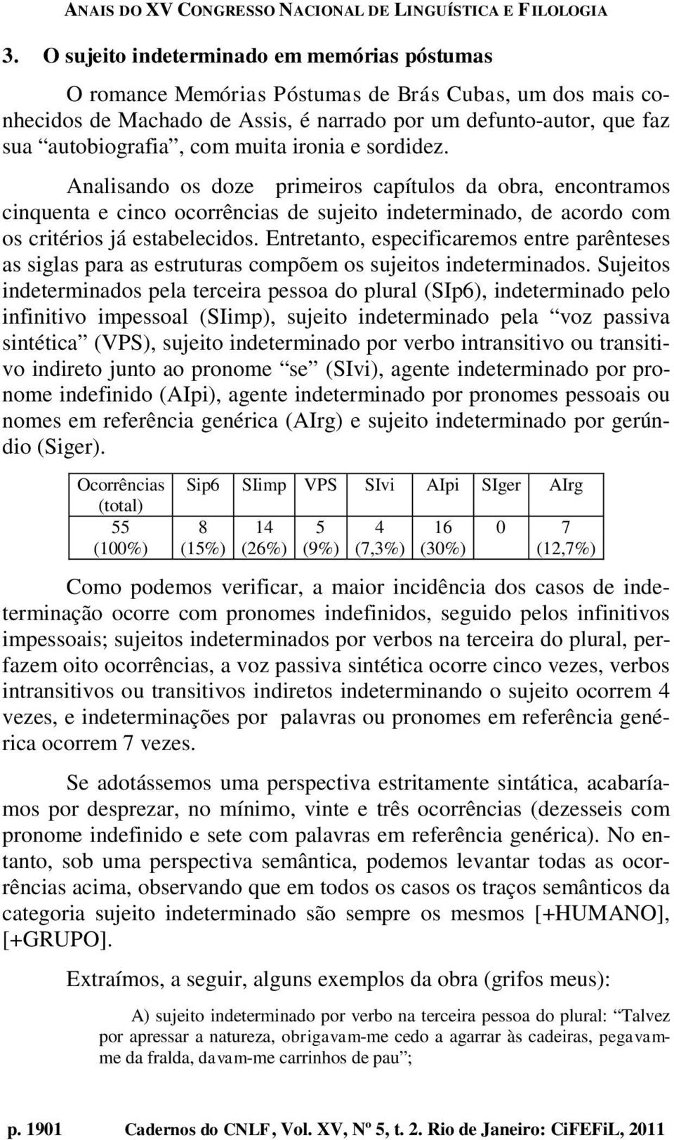 Entretanto, especificaremos entre parênteses as siglas para as estruturas compõem os sujeitos indeterminados.