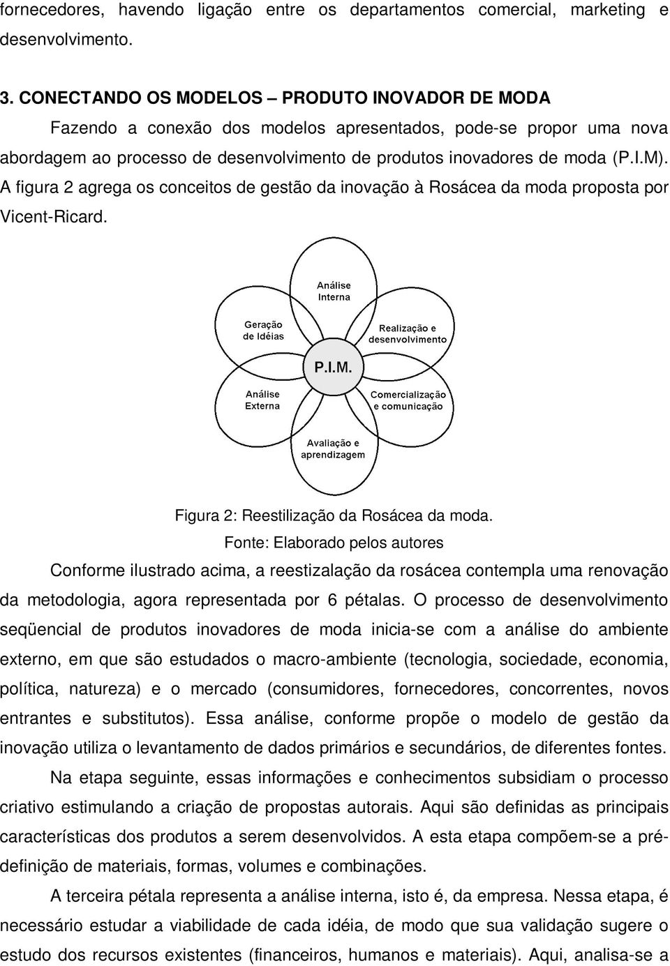 A figura 2 agrega os conceitos de gestão da inovação à Rosácea da moda proposta por Vicent-Ricard. Figura 2: Reestilização da Rosácea da moda.