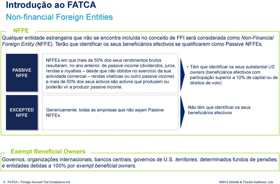 PASSIVE NFFE NFFEs em que mais de 50% dos seus rendimentos brutos resultaram, no ano anterior, de passive income (dividendos, juros, rendas e royalties desde que não obtidos no exercício da sua