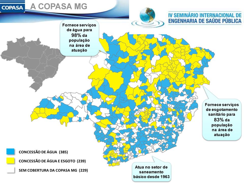 população na área de atuação CONCESSÃO DE ÁGUA (385) CONCESSÃO DE ÁGUA E