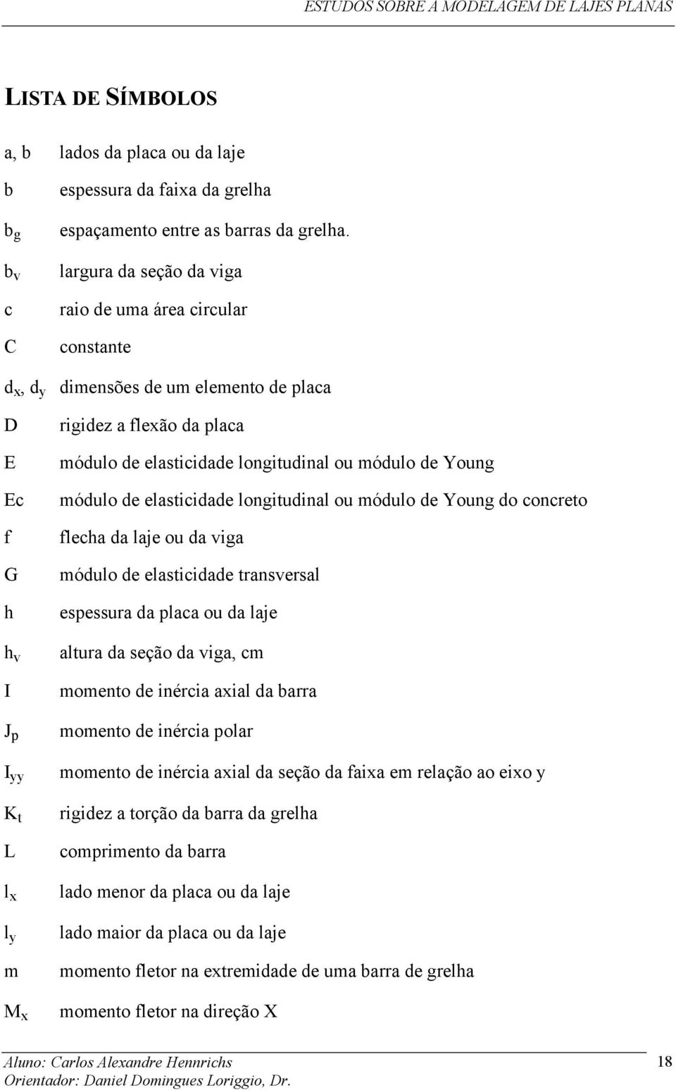 elasticidade longitudinal ou módulo de Young módulo de elasticidade longitudinal ou módulo de Young do concreto flecha da laje ou da viga módulo de elasticidade transversal espessura da placa ou da