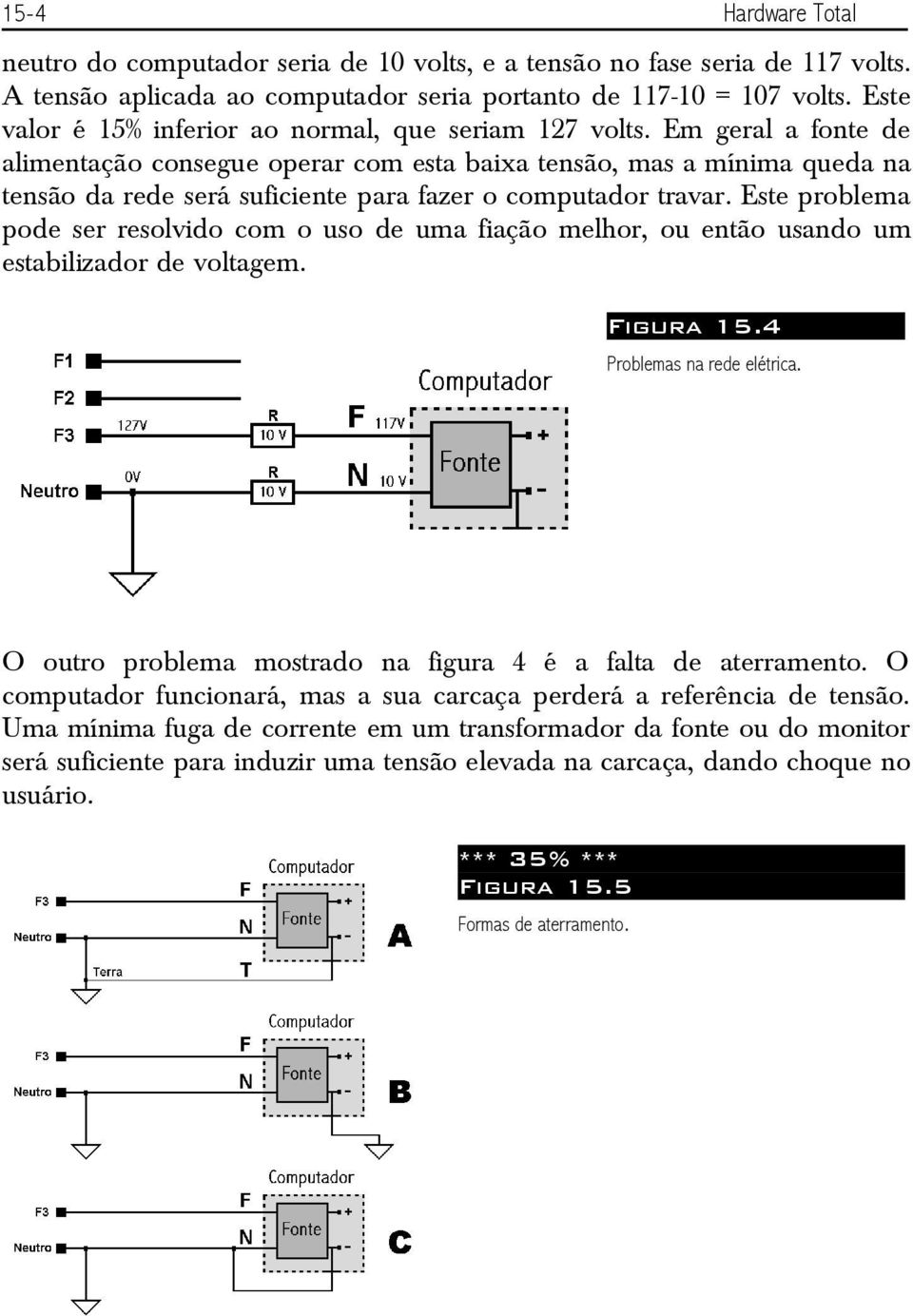 Em geral a fonte de alimentação consegue operar com esta baixa tensão, mas a mínima queda na tensão da rede será suficiente para fazer o computador travar.