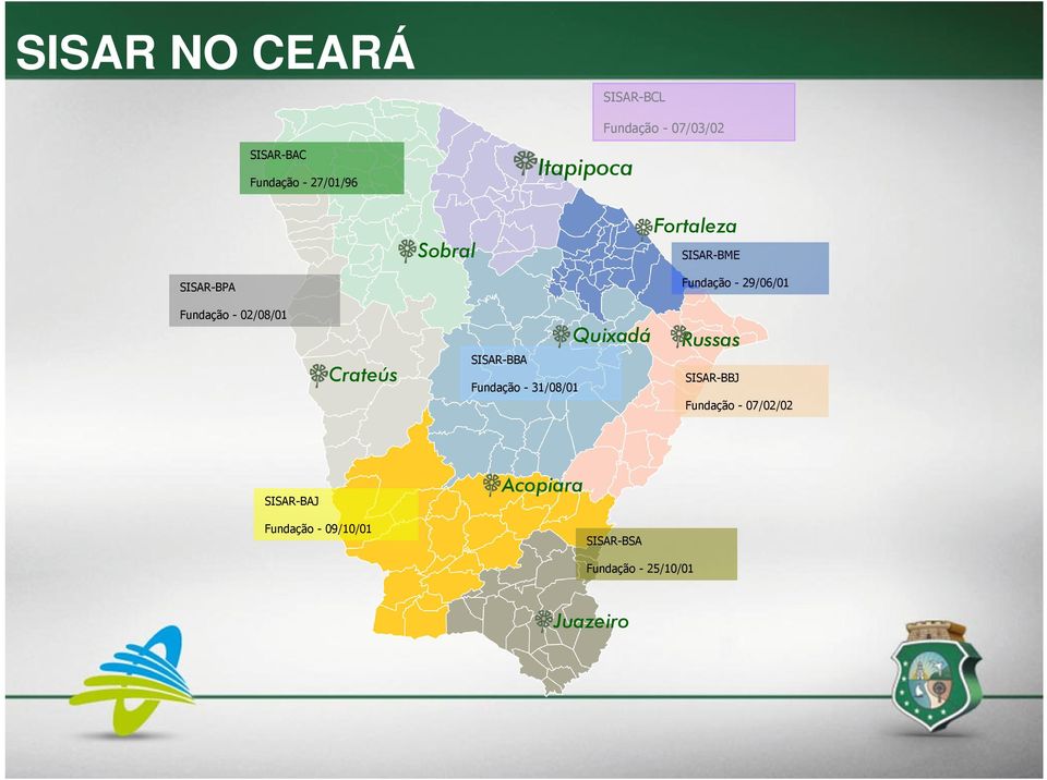 02/08/01 Crateús SISAR-BBA Fundação - 31/08/01 Quixadá Russas SISAR-BBJ Fundação