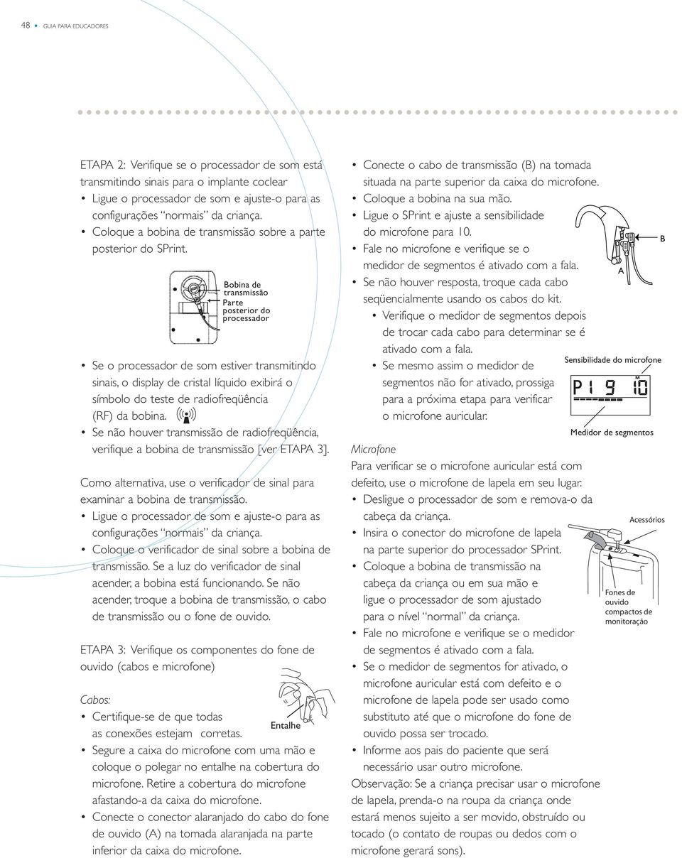 Bobina de transmissão Parte posterior do processador Se o processador de som estiver transmitindo sinais, o display de cristal líquido exibirá o símbolo do teste de radiofreqüência (RF) da bobina.