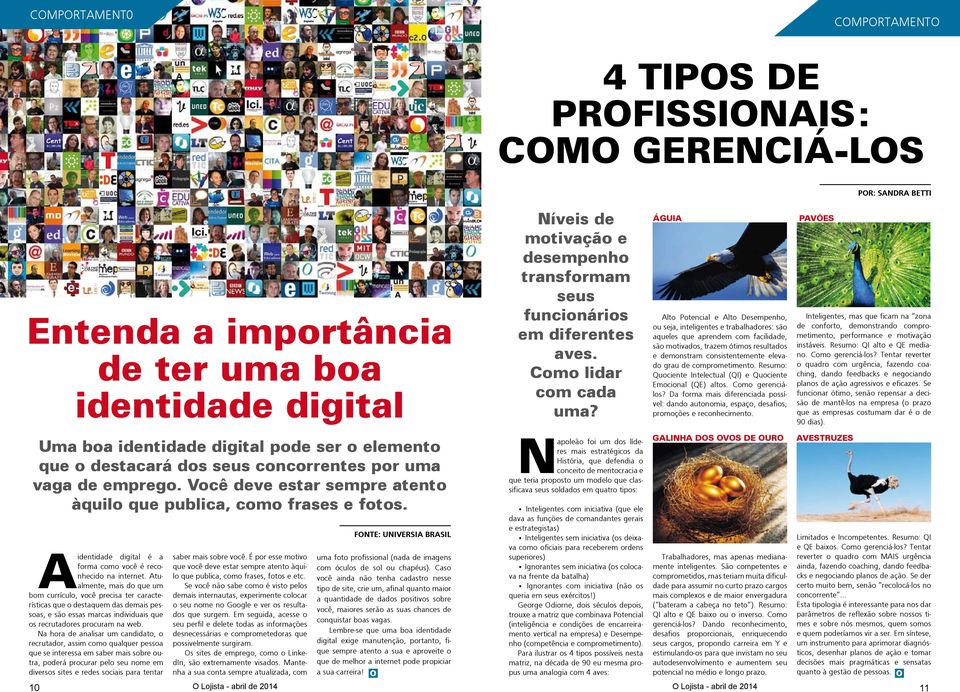 ÁGUIA Alto Potencial e Alto Desempenho, ou seja, inteligentes e trabalhadores: são aqueles que aprendem com facilidade, são motivados, trazem ótimos resultados e demonstram consistentemente elevado