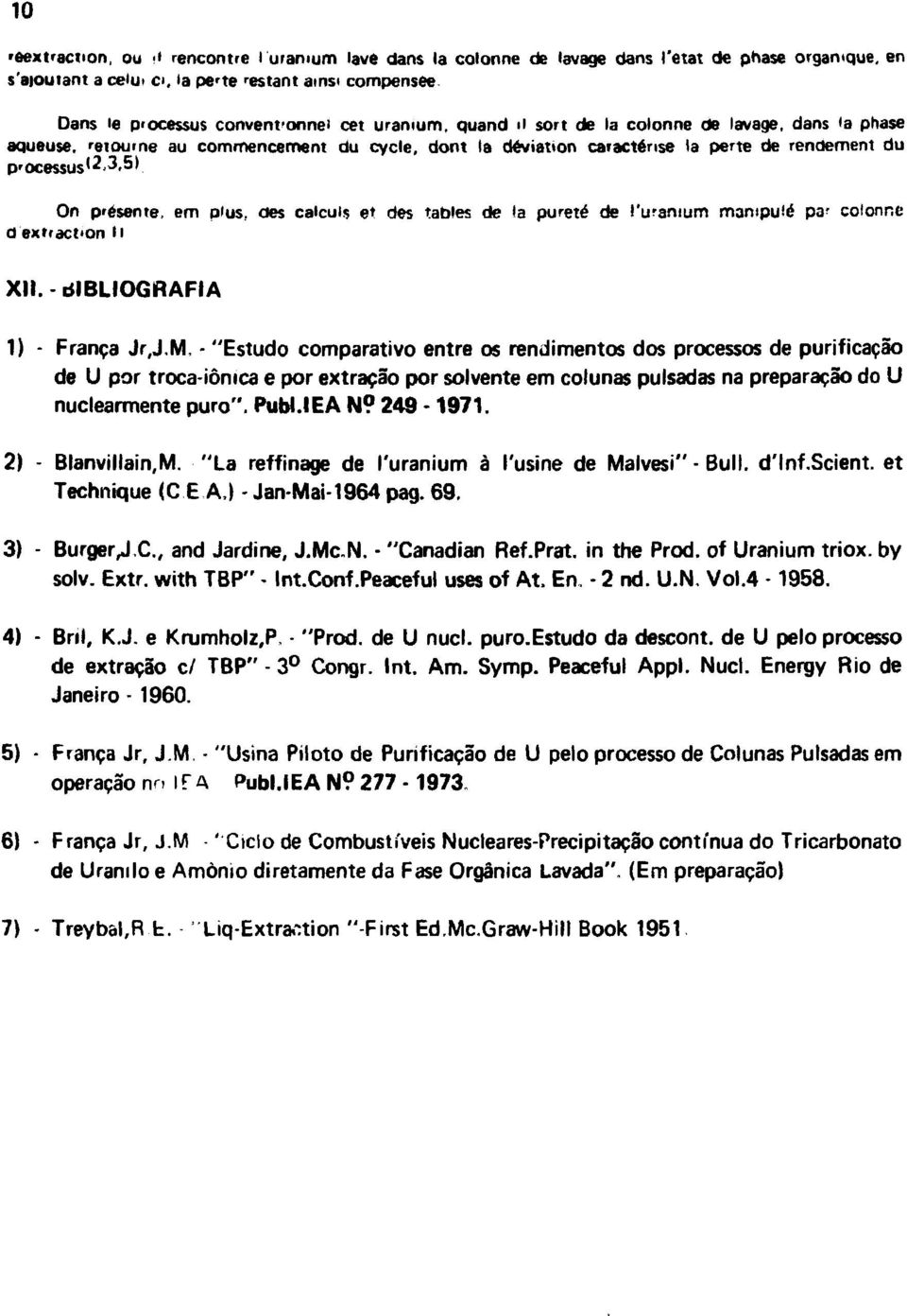 5I On presente, em plus, oes caicuis et des tables de!a pureté de IVanium mampuíé pa' colonne d extraction H XII.