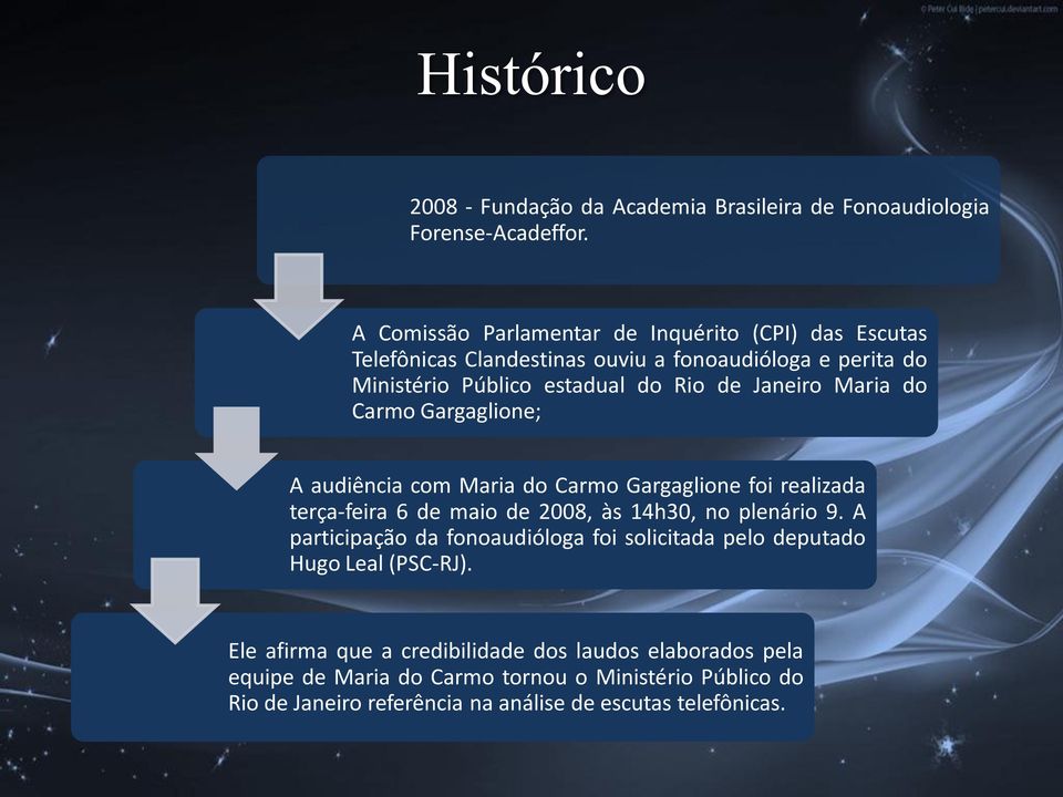 Maria do Carmo Gargaglione; A audiência com Maria do Carmo Gargaglione foi realizada terça-feira 6 de maio de 2008, às 14h30, no plenário 9.