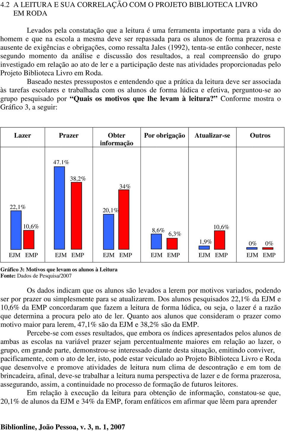 real compreensão do grupo investigado em relação ao ato de ler e a participação deste nas atividades proporcionadas pelo Projeto Biblioteca Livro em Roda.