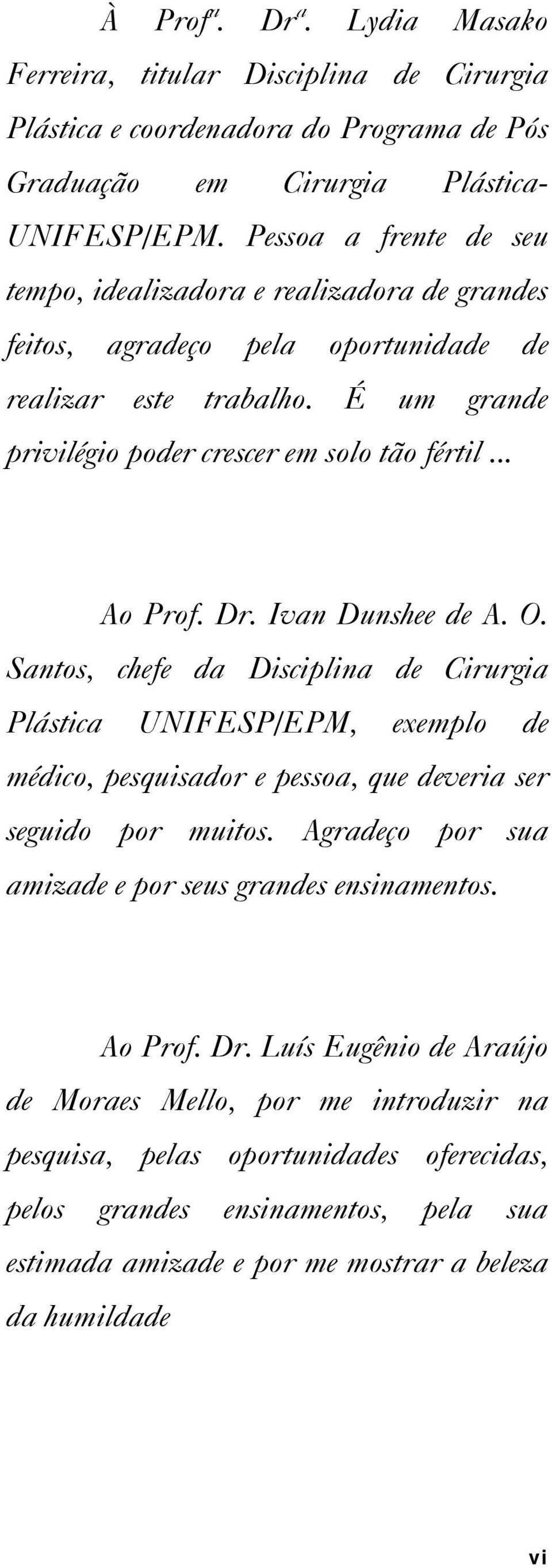 Dr. Ivan Dunshee de A. O. Santos, chefe da Disciplina de Cirurgia Plástica UNIFESP/EPM, exemplo de médico, pesquisador e pessoa, que deveria ser seguido por muitos.