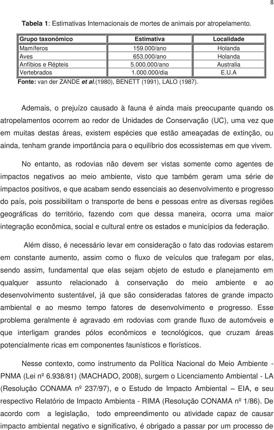 Ademais, o prejuízo causado à fauna é ainda mais preocupante quando os atropelamentos ocorrem ao redor de Unidades de Conservação (UC), uma vez que em muitas destas áreas, existem espécies que estão