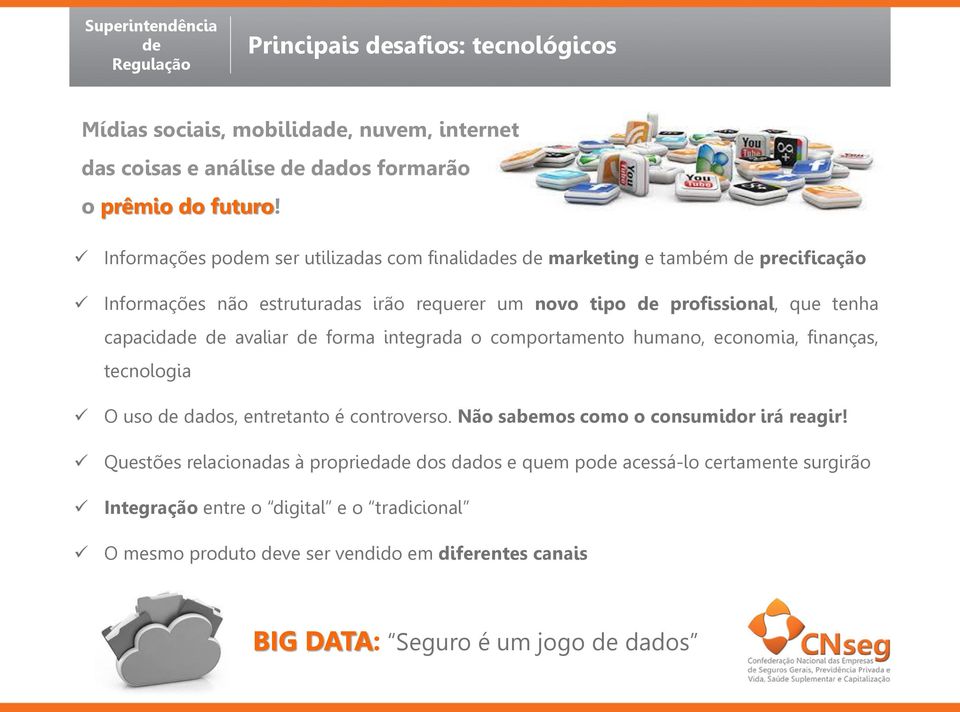 avaliar forma integrada o comportamento humano, economia, finanças, tecnologia O uso dados, entretanto é controverso. Não sabemos como o consumidor irá reagir!