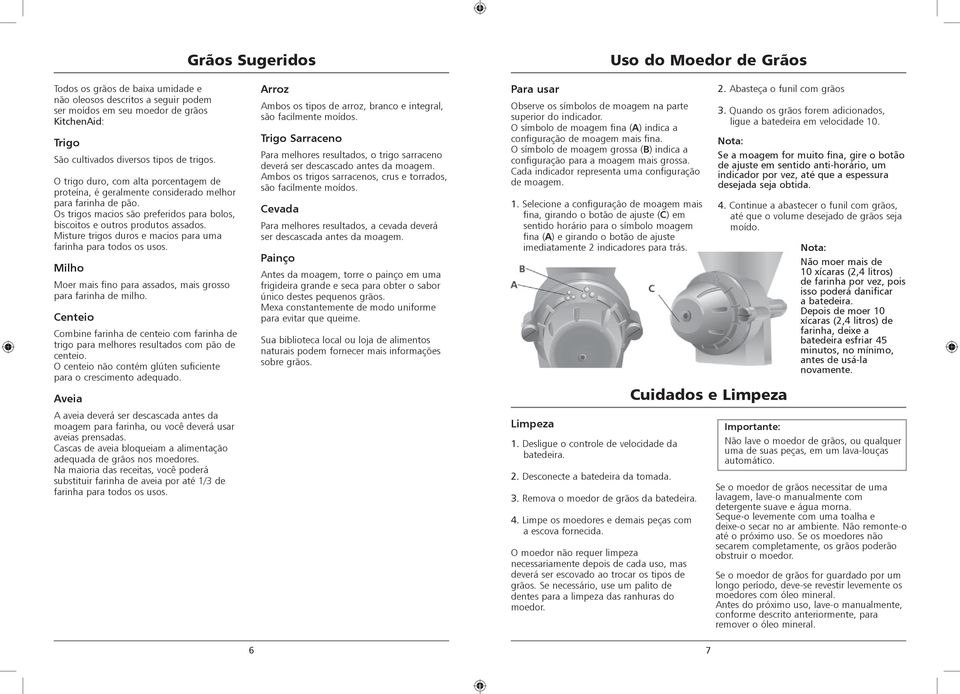 Misture trigos duros e macios para uma farinha para todos os usos. Milho Moer mais fino para assados, mais grosso para farinha de milho.