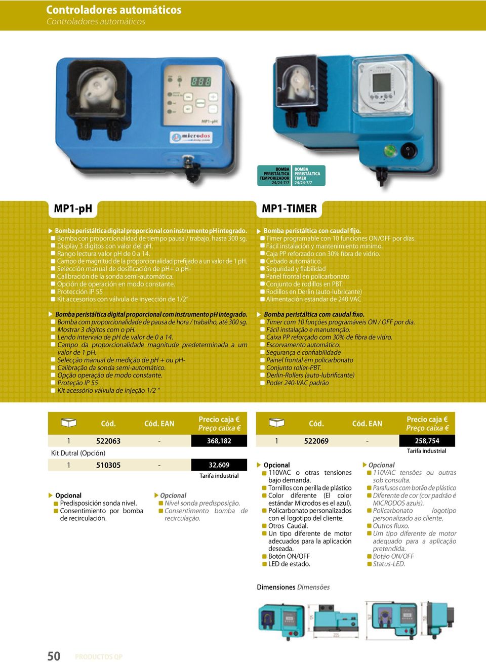 Rango lectura valor ph de 0 a 14. Campo de magnitud de la proporcionalidad prefijado a un valor de 1 ph. Selección manual de dosificación de ph+ o ph- Calibración de la sonda semi-automática.