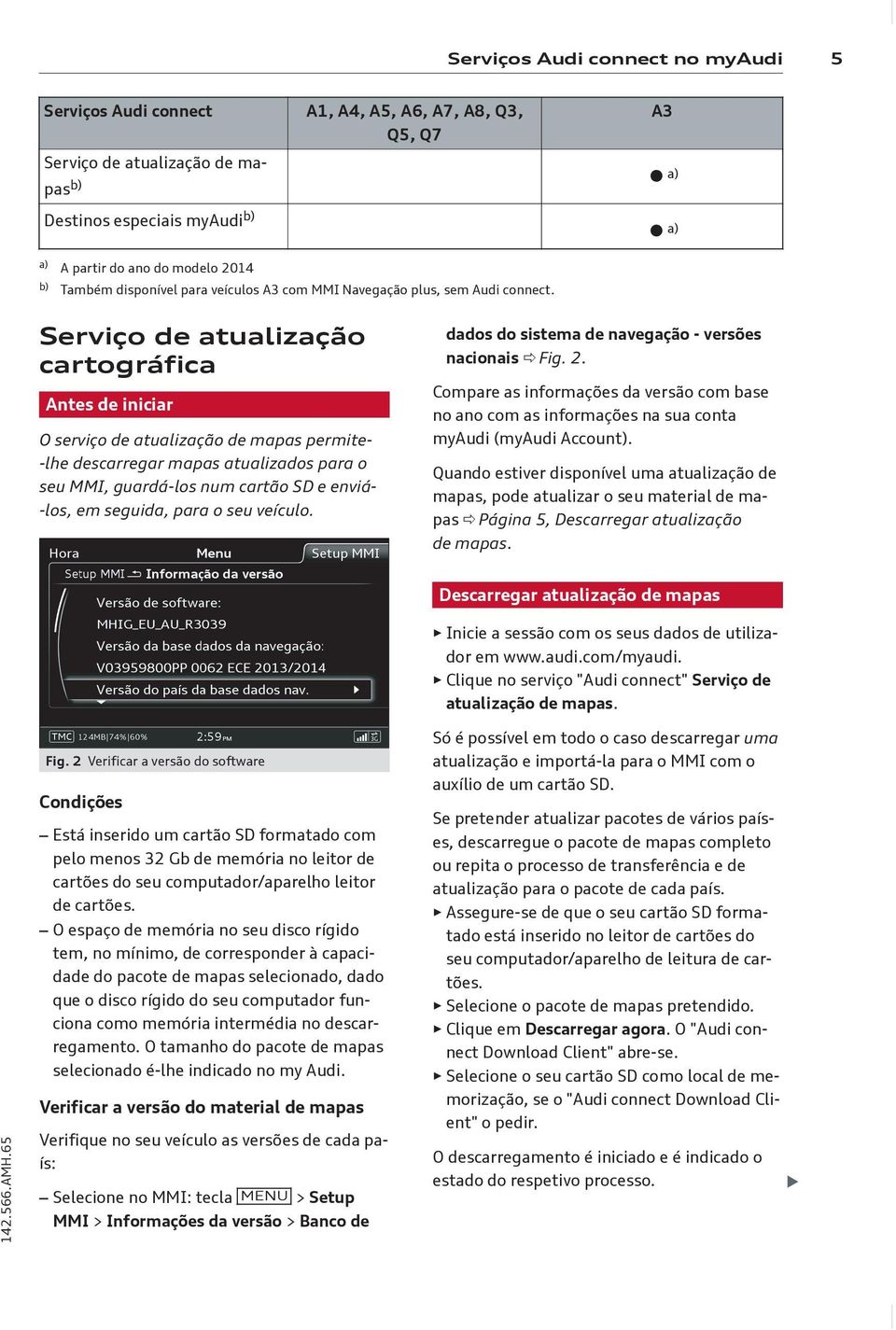 A3 Serviço de atualização cartográfica Antes de iniciar O serviço de atualização de mapas permite- -lhe descarregar mapas atualizados para o seu MMI, guardá-los num cartão SD e enviá- -los, em