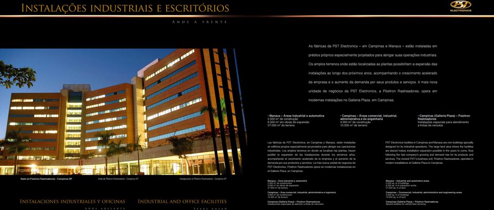 seus produtos e serviços. A mais nova unidade de negócios da PST Electronics, a Pósitron Rastreadores, opera em modernas instalações no Galleria Plaza, em Campinas.