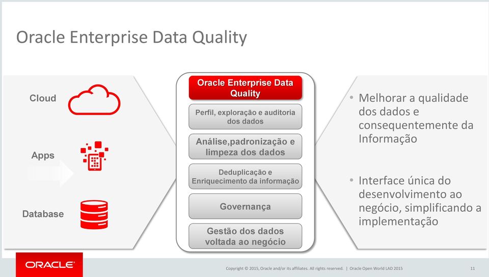 ao negócio Melhorar a qualidade dos dados e consequentemente da Informação Interface única do desenvolvimento ao negócio,