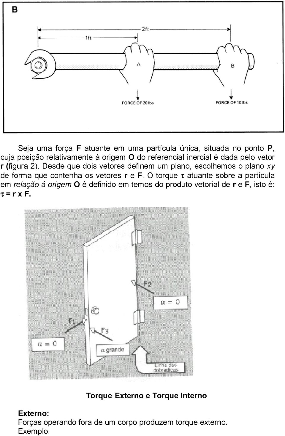 Desde que dois vetores definem um plano, escolhemos o plano xy de forma que contenha os vetores r e F.