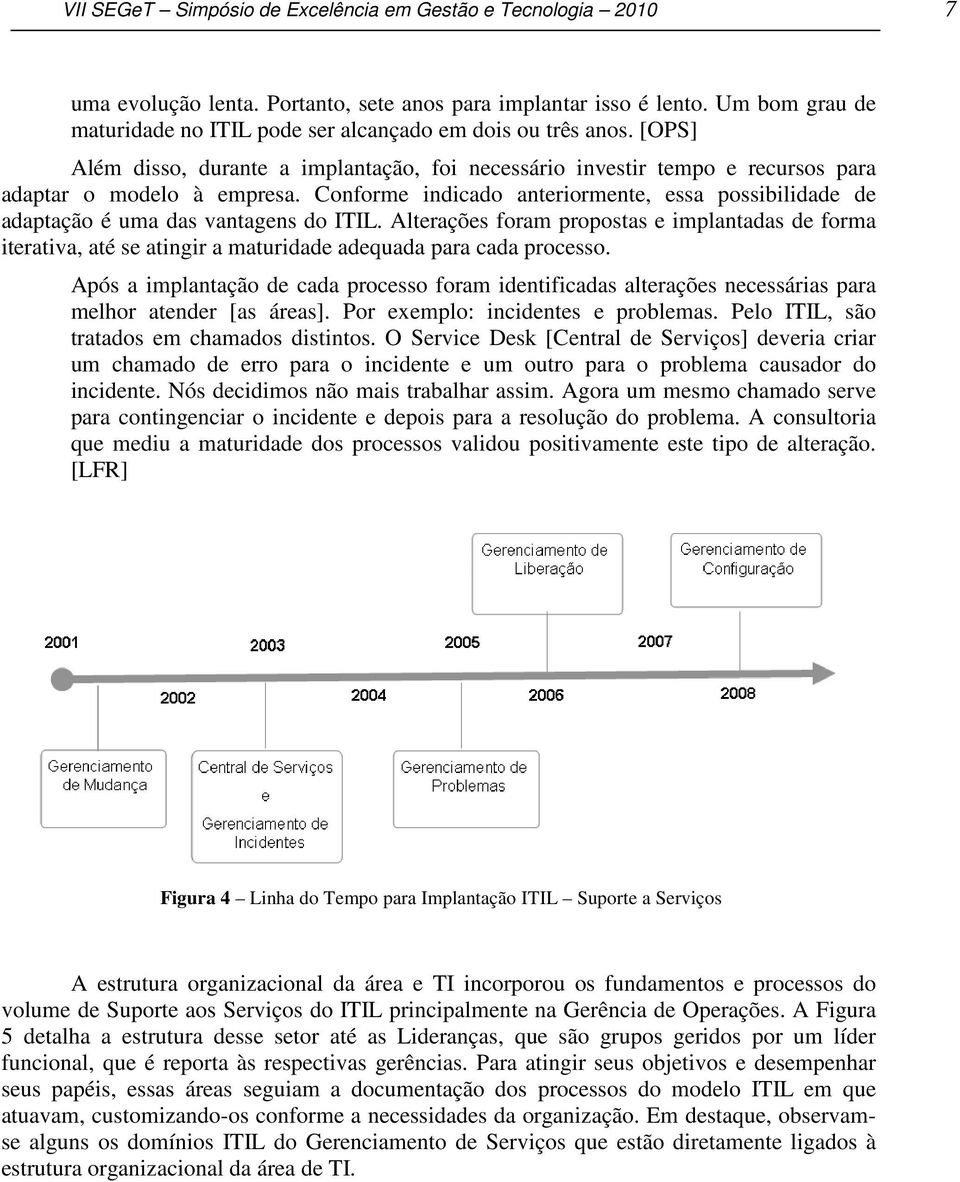 Conforme indicado anteriormente, essa possibilidade de adaptação é uma das vantagens do ITIL.