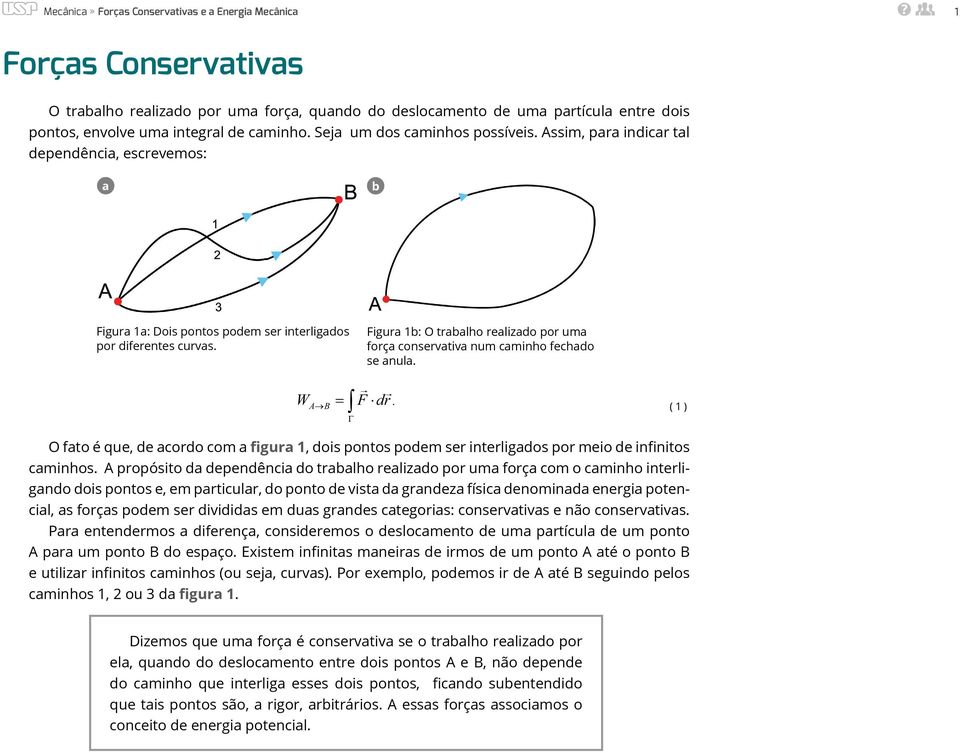 Γ Figura 1b: O trabalho realizado por uma força conservativa num caminho fechado se anula.