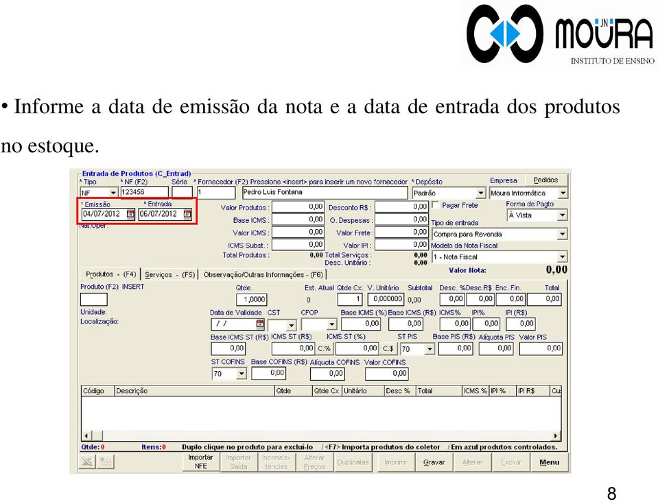 data de entrada dos