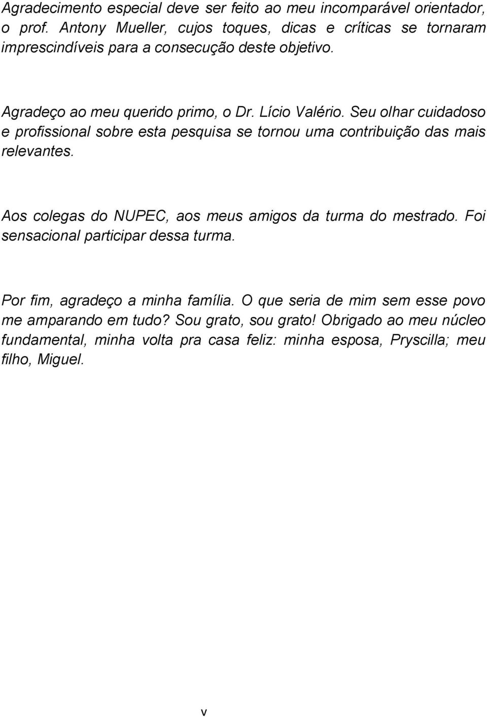 Seu olhar cuidadoso e profissional sobre esta pesquisa se tornou uma contribuição das mais relevantes. Aos colegas do NUPEC, aos meus amigos da turma do mestrado.