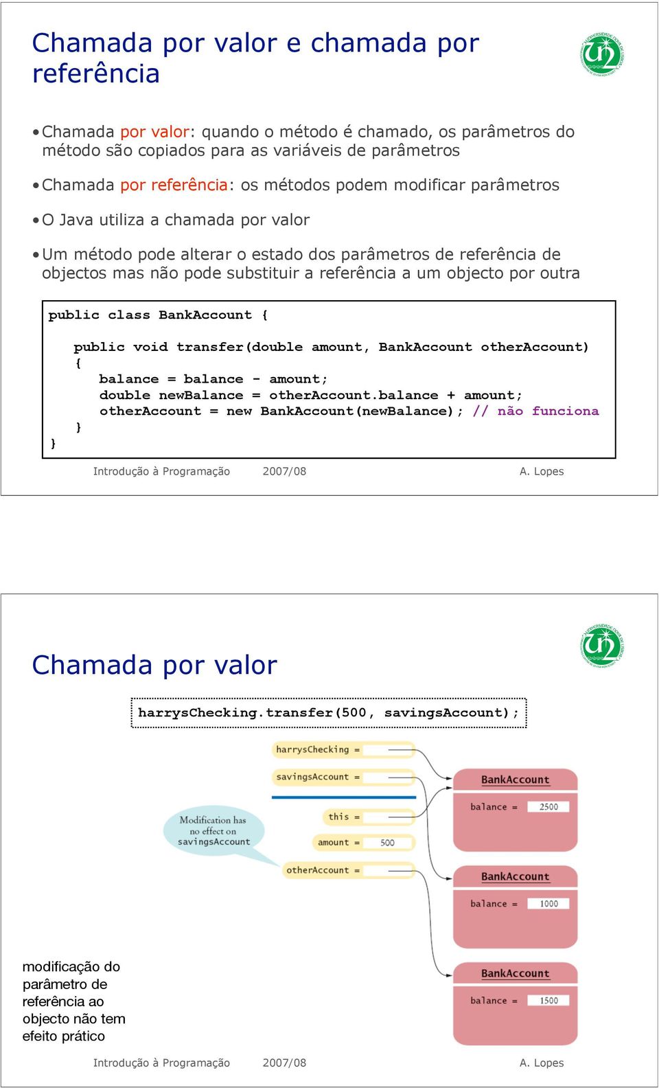 objecto por outra public class BankAccount public void transfer(double amount, BankAccount otheraccount) balance = balance - amount; double newbalance = otheraccount.