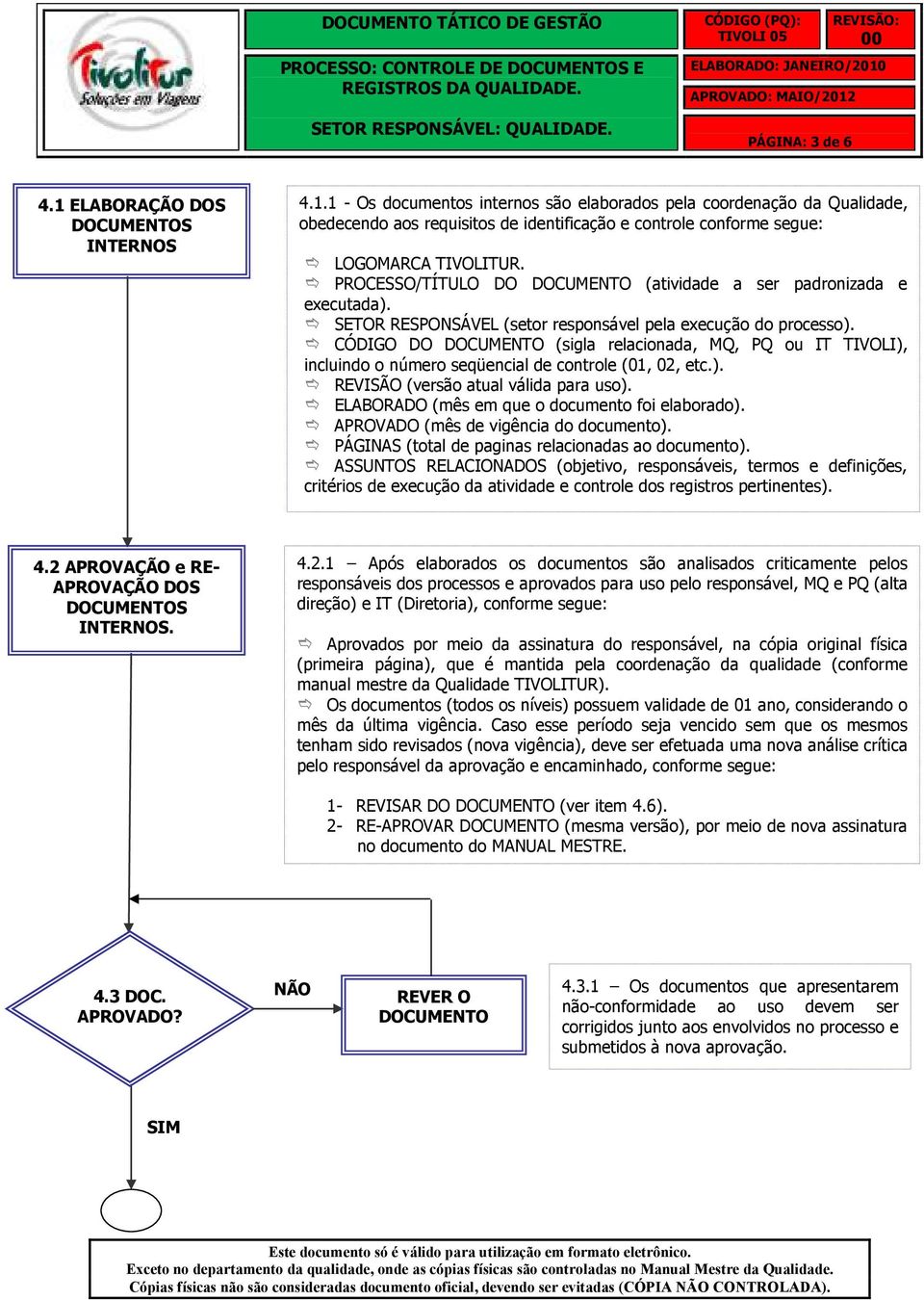 CÓDIGO DO DOCUMENTO (sigla relacionada, MQ, PQ ou IT TIVOLI), incluindo o número seqüencial de controle (01, 02, etc.). REVISÃO (versão atual válida para uso).