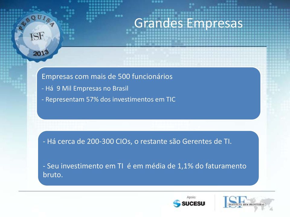 TIC - Há cerca de 200-300 CIOs, o restante são Gerentes de TI.