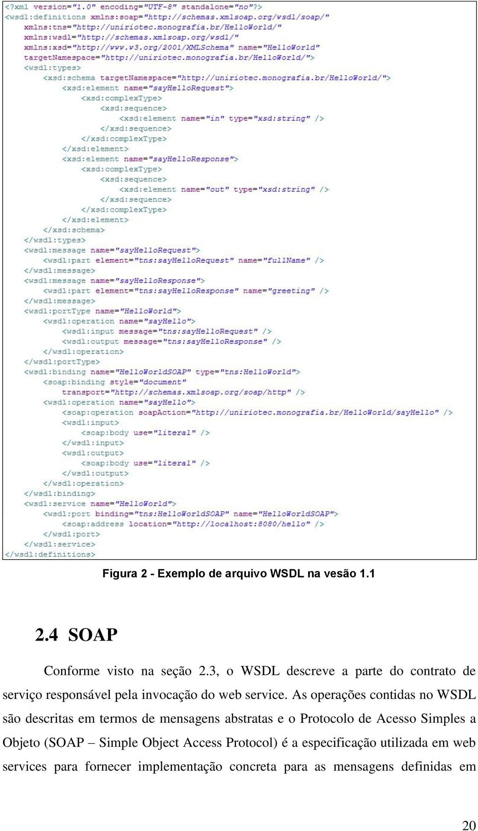 As operações contidas no WSDL são descritas em termos de mensagens abstratas e o Protocolo de Acesso Simples a