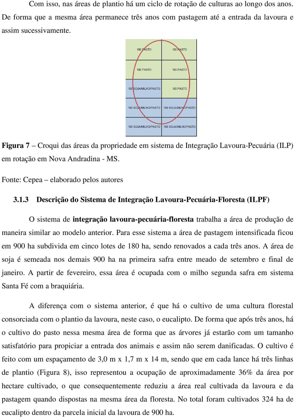 3 Descrição do Sistema de Integração Lavoura-Pecuária-Floresta (ILPF) O sistema de integração lavoura-pecuária-floresta trabalha a área de produção de maneira similar ao modelo anterior.