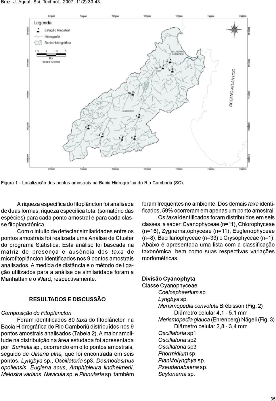 Com o intuito de detectar similaridades entre os pontos amostrais foi realizada uma Análise de Cluster do programa Statistica.