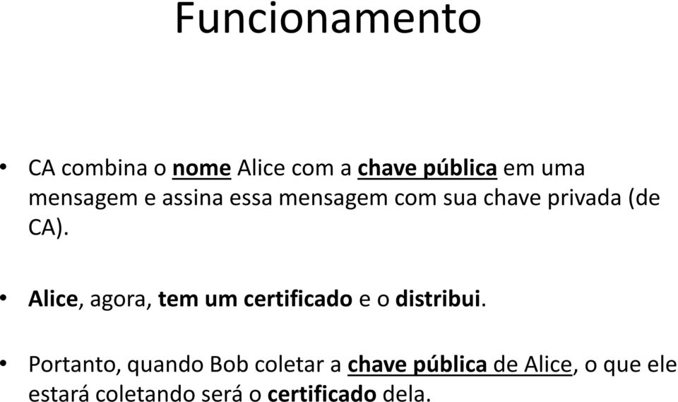 Alice, agora, tem um certificado e o distribui.