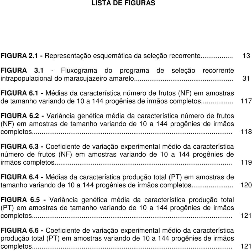 2 - Variância genética média da característica número de frutos (NF) em amostras de tamanho variando de 10 a 144 progênies de irmãos completos... 118 FIGURA 6.