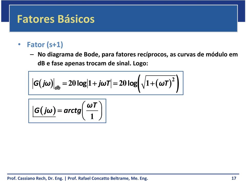 em db e fase apenas trocam de sinal.