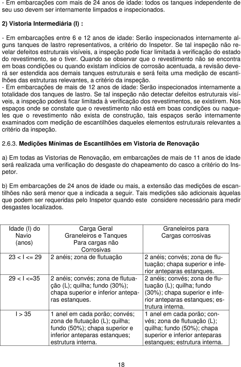 Se tal inspeção não revelar defeitos estruturais visíveis, a inspeção pode ficar limitada à verificação do estado do revestimento, se o tiver.