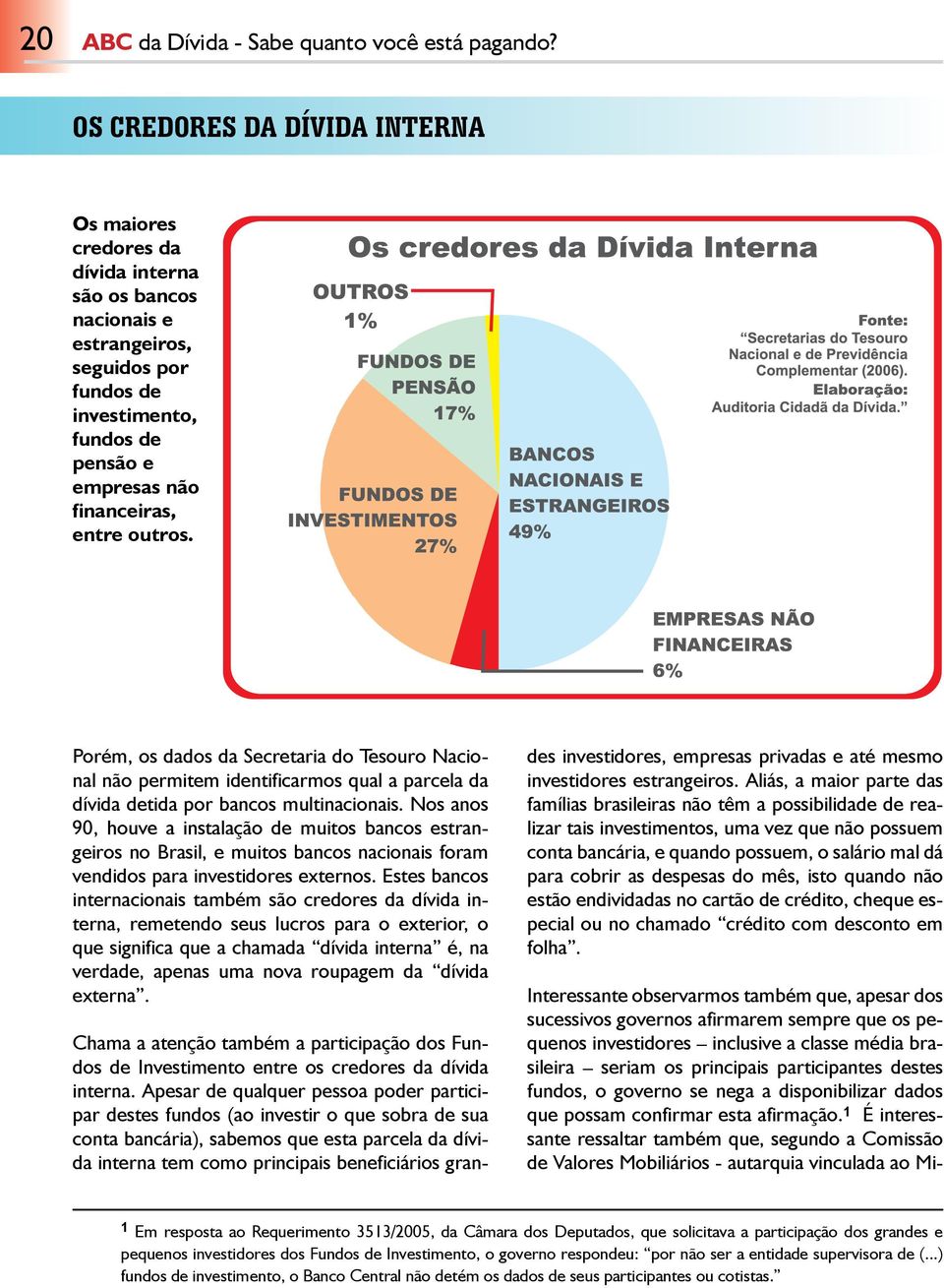 outros. Porém, os dados da Secretaria do Tesouro Nacional não permitem identificarmos qual a parcela da dívida detida por bancos multinacionais.