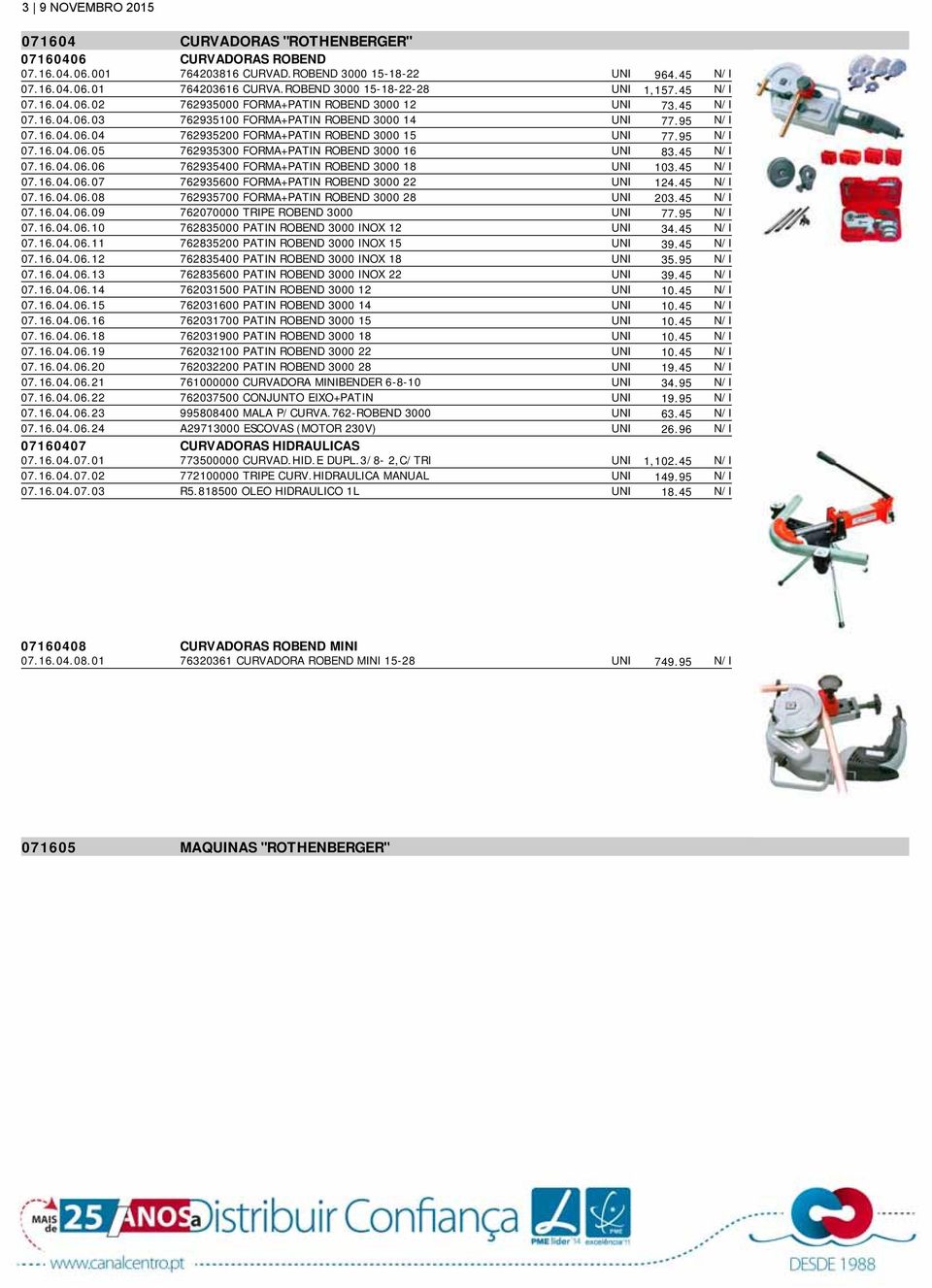 95 N/I 07.16.04.06.05 762935300 FORMA+PATIN ROBEND 3000 16 UNI 83.45 N/I 07.16.04.06.06 762935400 FORMA+PATIN ROBEND 3000 18 UNI 103.45 N/I 07.16.04.06.07 762935600 FORMA+PATIN ROBEND 3000 22 UNI 124.