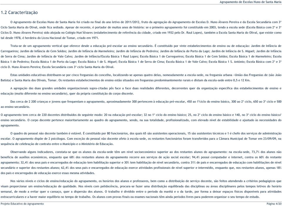 Apesar de recente, é portador de muitos anos de história: se o primeiro agrupamento foi constituído em 2003, tendo a escola sede (Escola Básica com 2º e 3º Ciclos D.