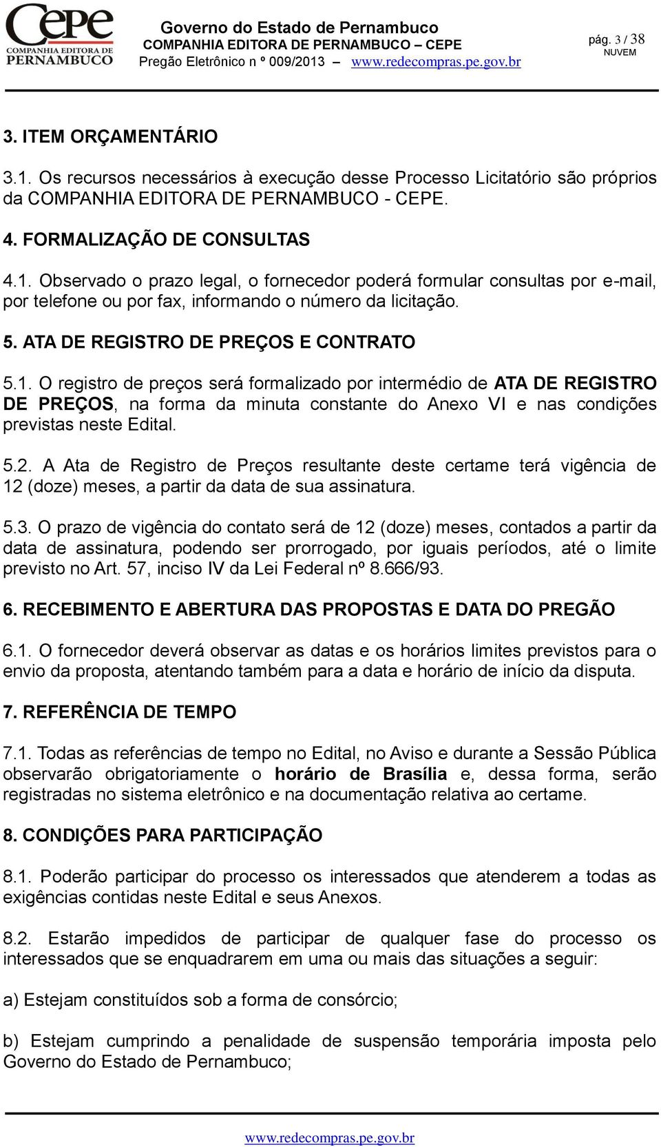 ATA DE REGISTRO DE PREÇOS E CONTRATO 5.1.