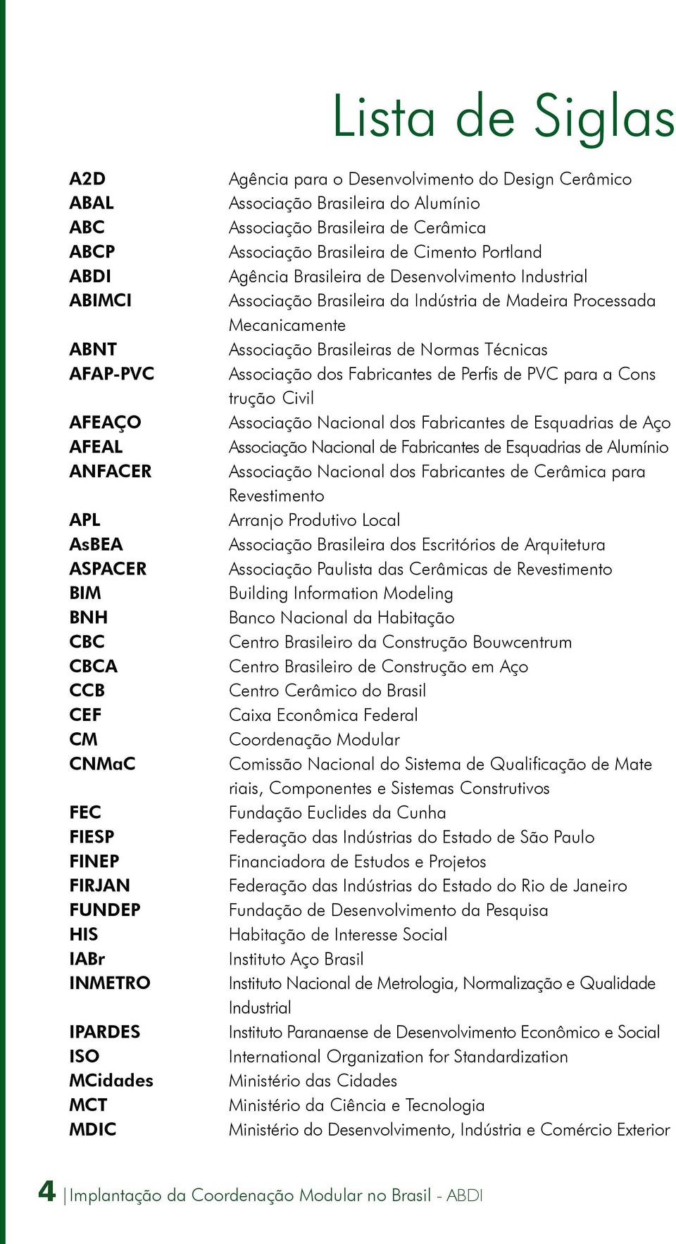 Desenvolvimento Industrial Associação Brasileira da Indústria de Madeira Processada Mecanicamente Associação Brasileiras de Normas Técnicas Associação dos Fabricantes de Perfis de PVC para a Cons