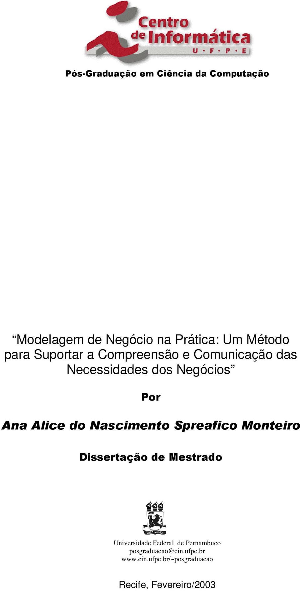 Negócios Universidade Federal de Pernambuco