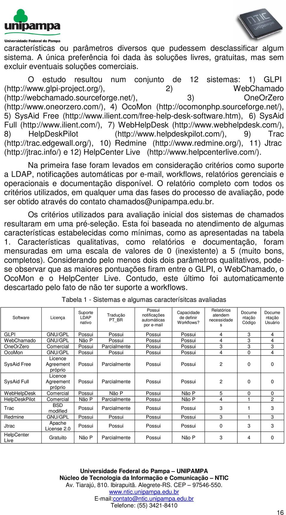 com/), 4) OcoMon (http://ocomonphp.sourceforge.net/), 5) SysAid Free (http://www.ilient.com/free-help-desk-software.htm), 6) SysAid Full (http://www.ilient.com/), 7) WebHelpDesk (http://www.