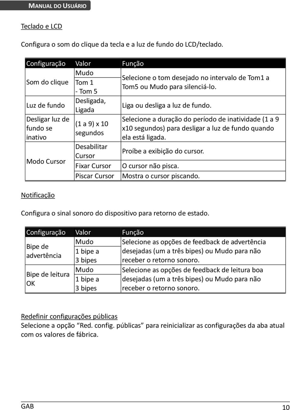 Ligada Desligar luz de Selecione a duração do período de inatividade (1 a 9 (1 a 9) x 10 fundo se x10 segundos) para desligar a luz de fundo quando segundos inativo ela está ligada.