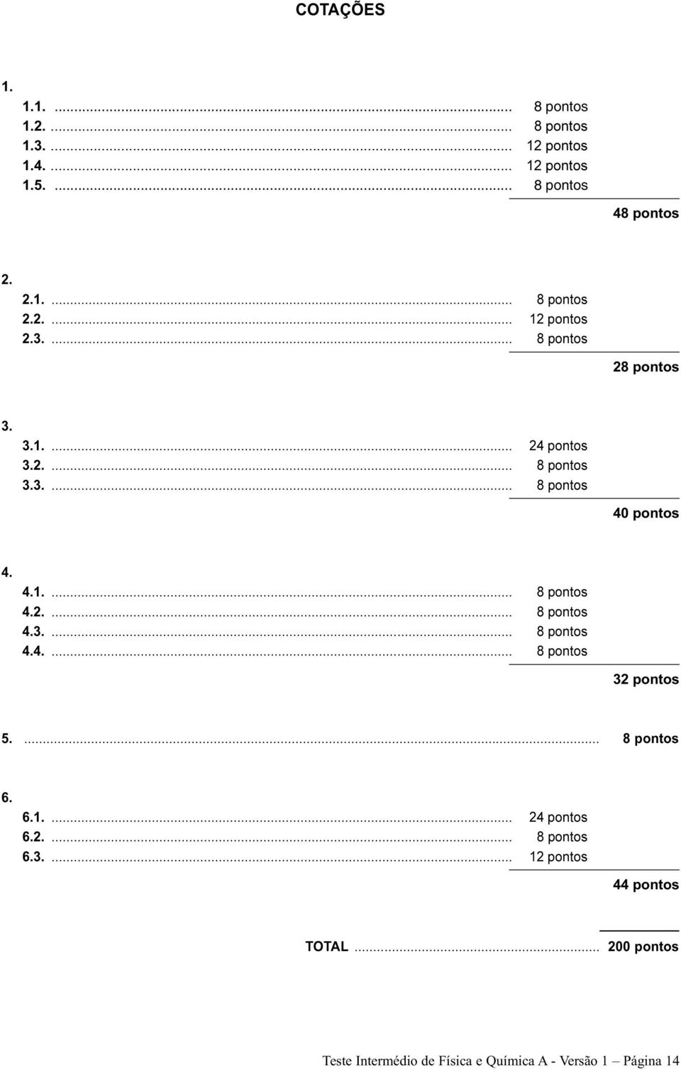 ... 8 pontos 6. 6.1.... 24 pontos 6.2.... 8 pontos 6.3.... 12 pontos 44 pontos TOTAL.