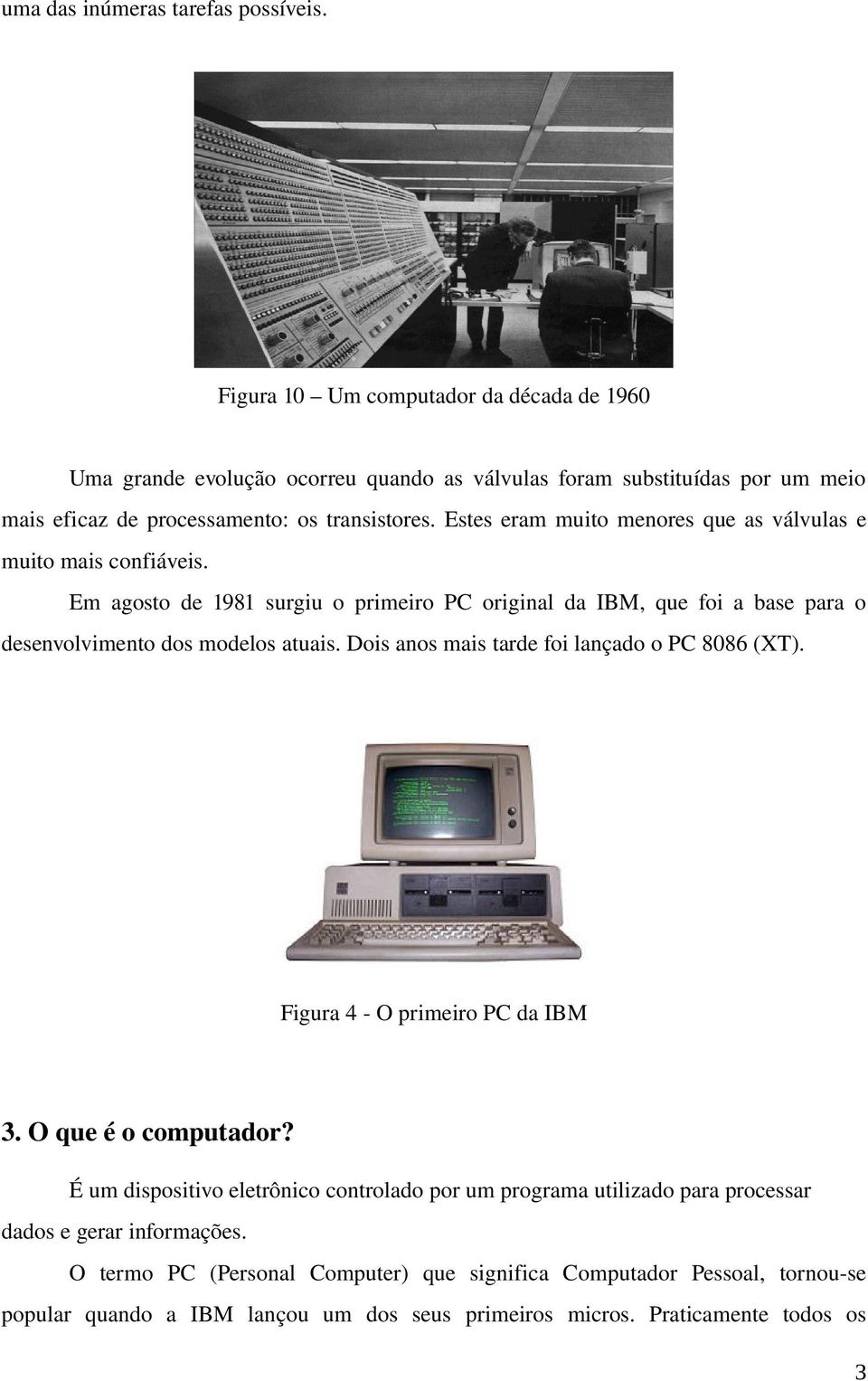 Estes eram muito menores que as válvulas e muito mais confiáveis. Em agosto de 1981 surgiu o primeiro PC original da IBM, que foi a base para o desenvolvimento dos modelos atuais.