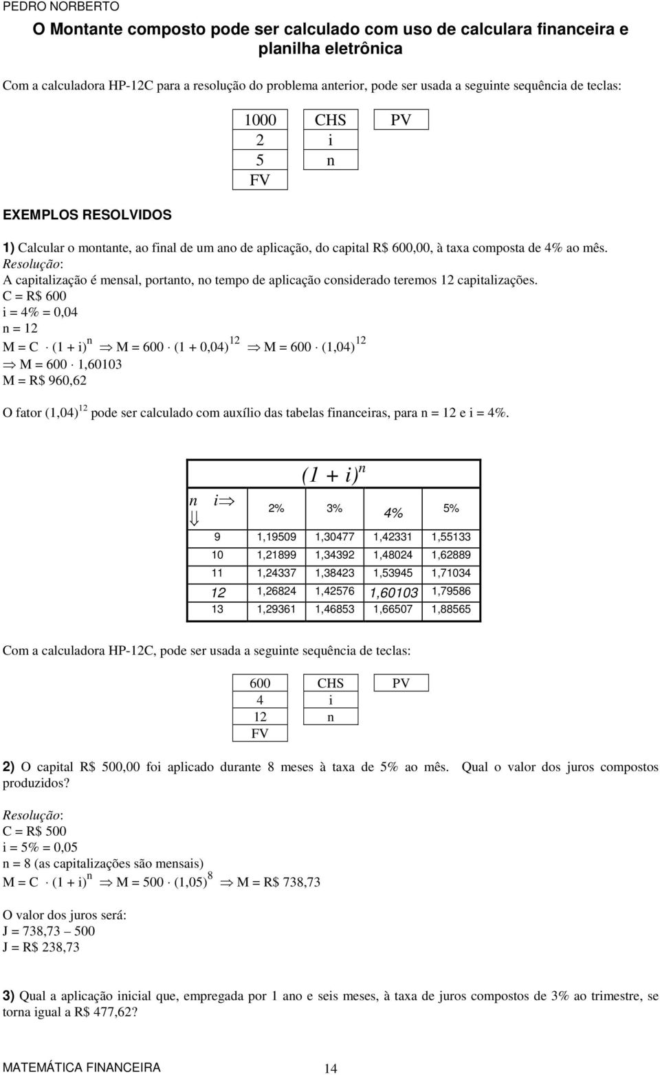 A capitalização é mesal, portato, o tempo de aplicação cosiderado teremos 12 capitalizações.