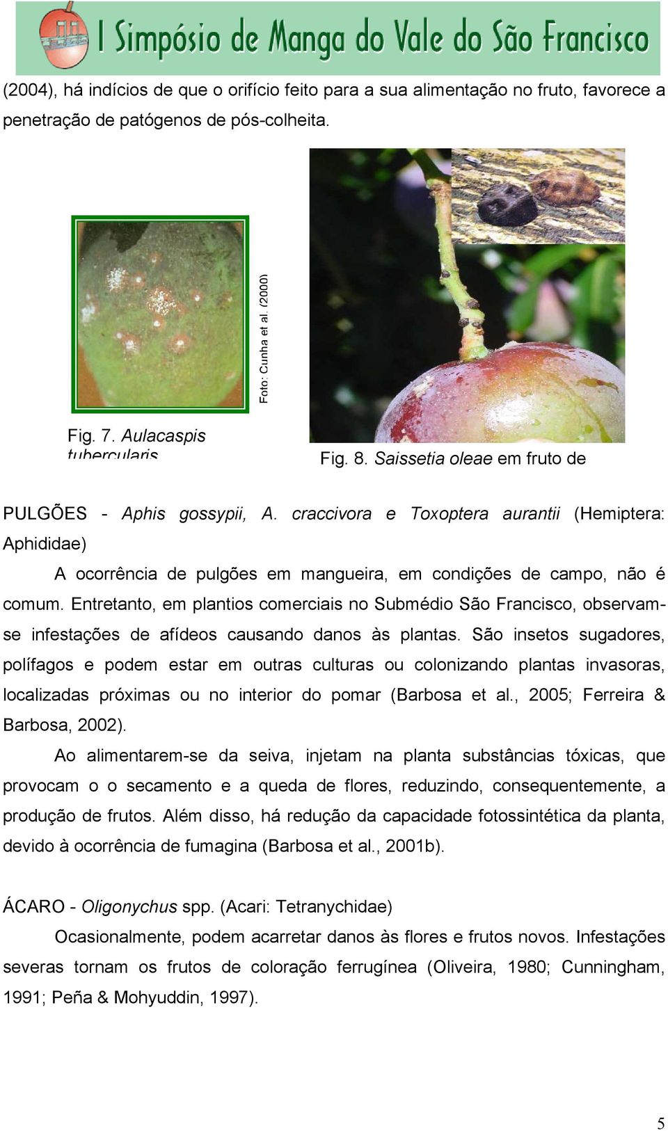 Entretanto, em plantios comerciais no Submédio São Francisco, observamse infestações de afídeos causando danos às plantas.