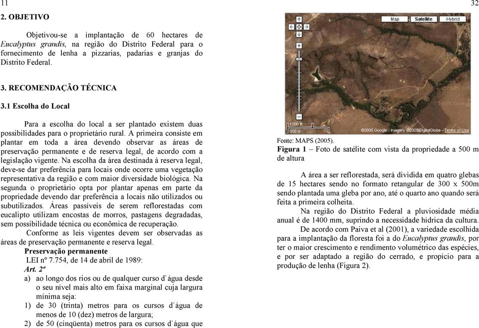 A primeira consiste em plantar em toda a área devendo observar as áreas de preservação permanente e de reserva legal, de acordo com a legislação vigente.